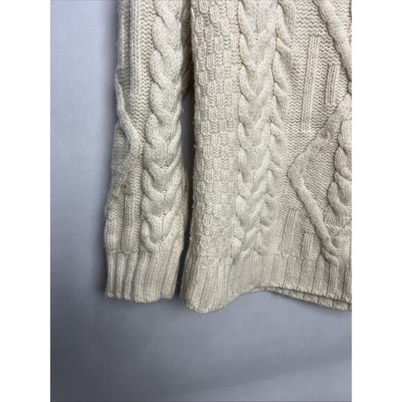INIS CRAFTS Irish Cable-Knit Merino Wool Turtleneck Sweater Women’s Small Cream - Picture 2 of 9